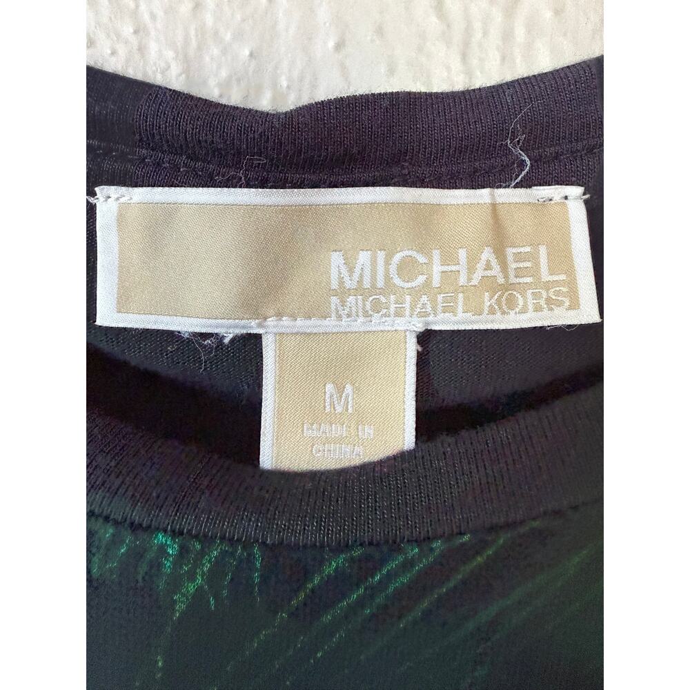 Michael Kors Women’s Medium Peacock Feather Print Dolman Sleeve Top - Picture 3 of 13